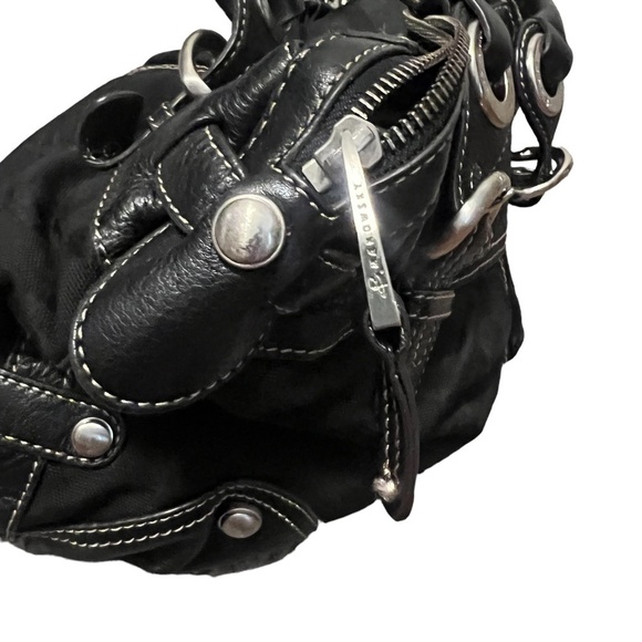 B. Makowsky Large Shoulder Bag Purse Shopper Black Leather Double Strap Zipper - Picture 2 of 14